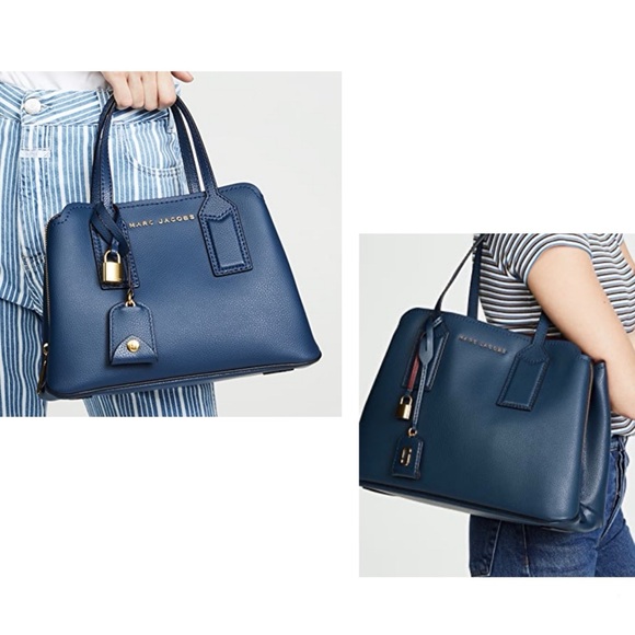 SOLD!!Mark Jacobs The Editor Logo Leather Tote Bag in Blue Sea - Picture 3 of 10